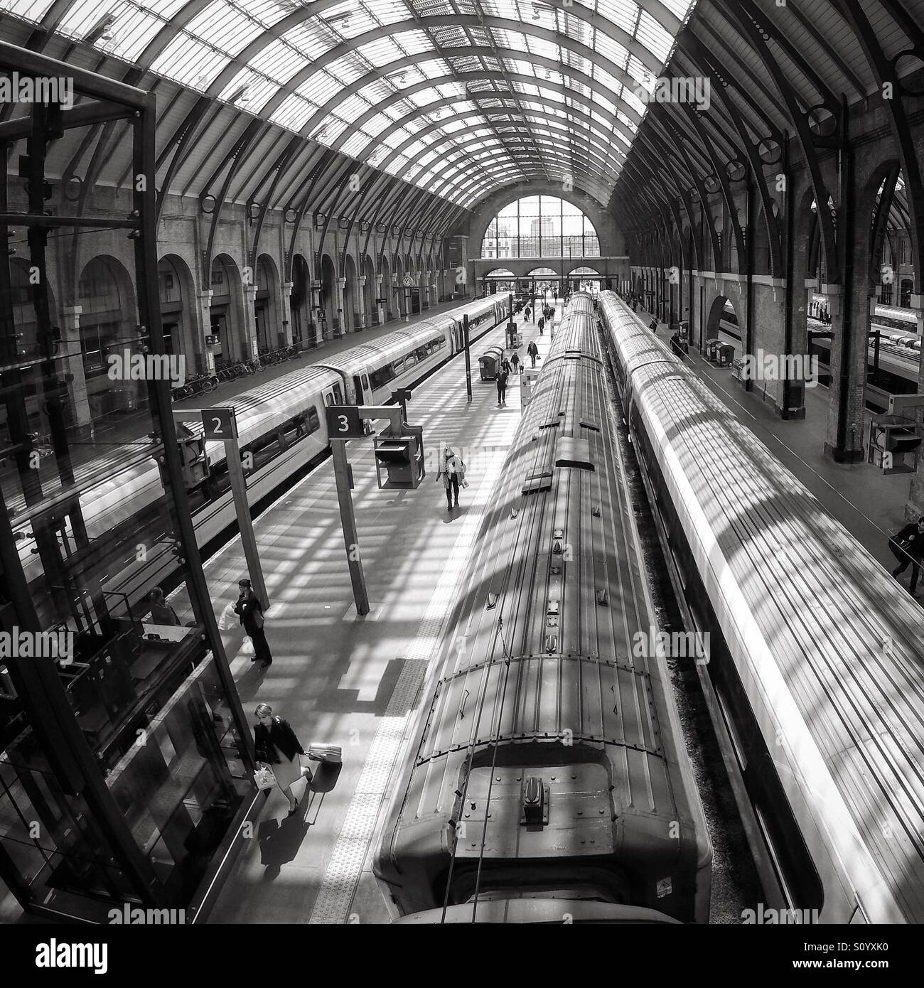 Trains in the platform at London Kings Cross railway station - Smartphone Captured Stock Image