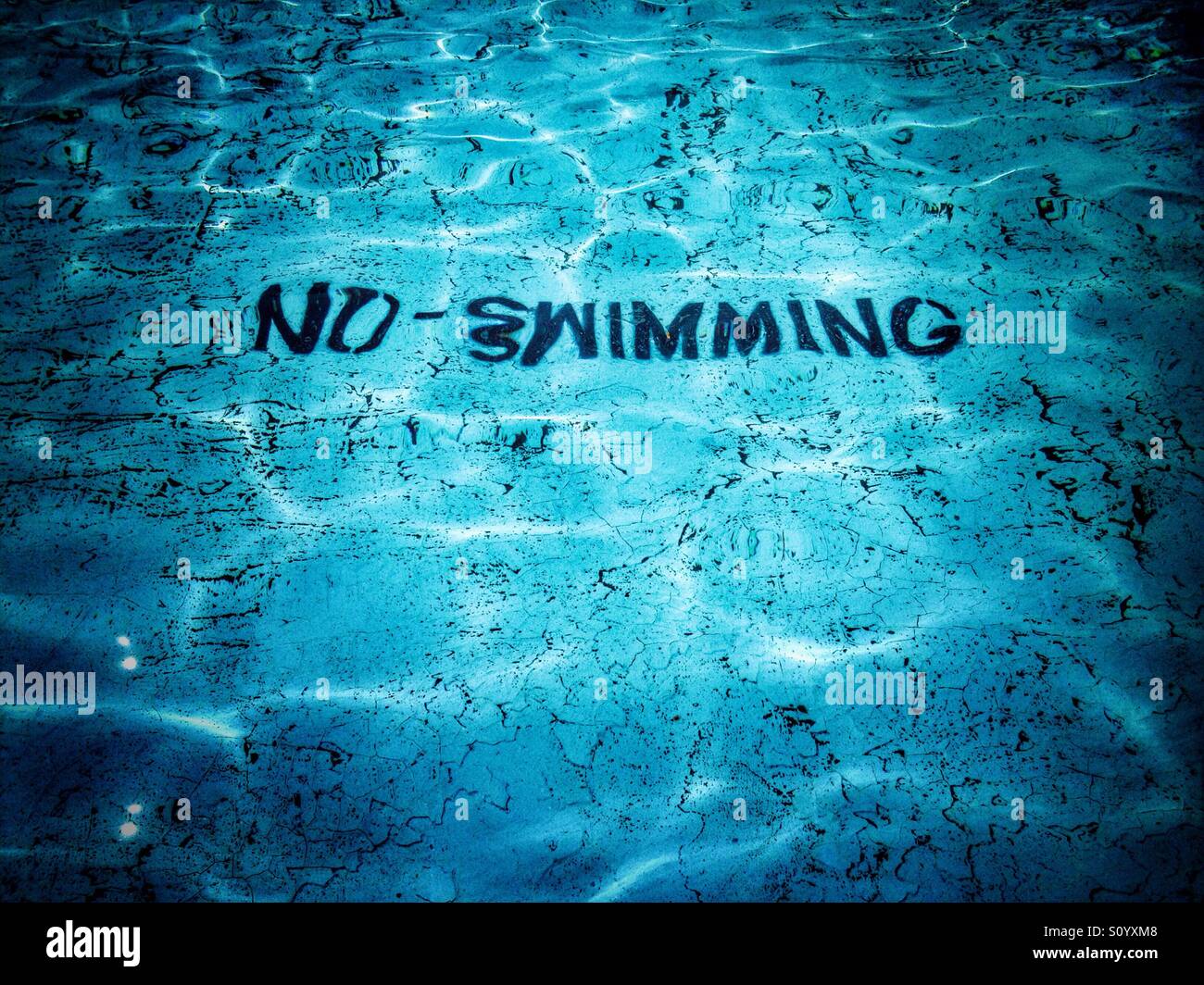 No swimming inscription under water - Smartphone Captured Stock Image