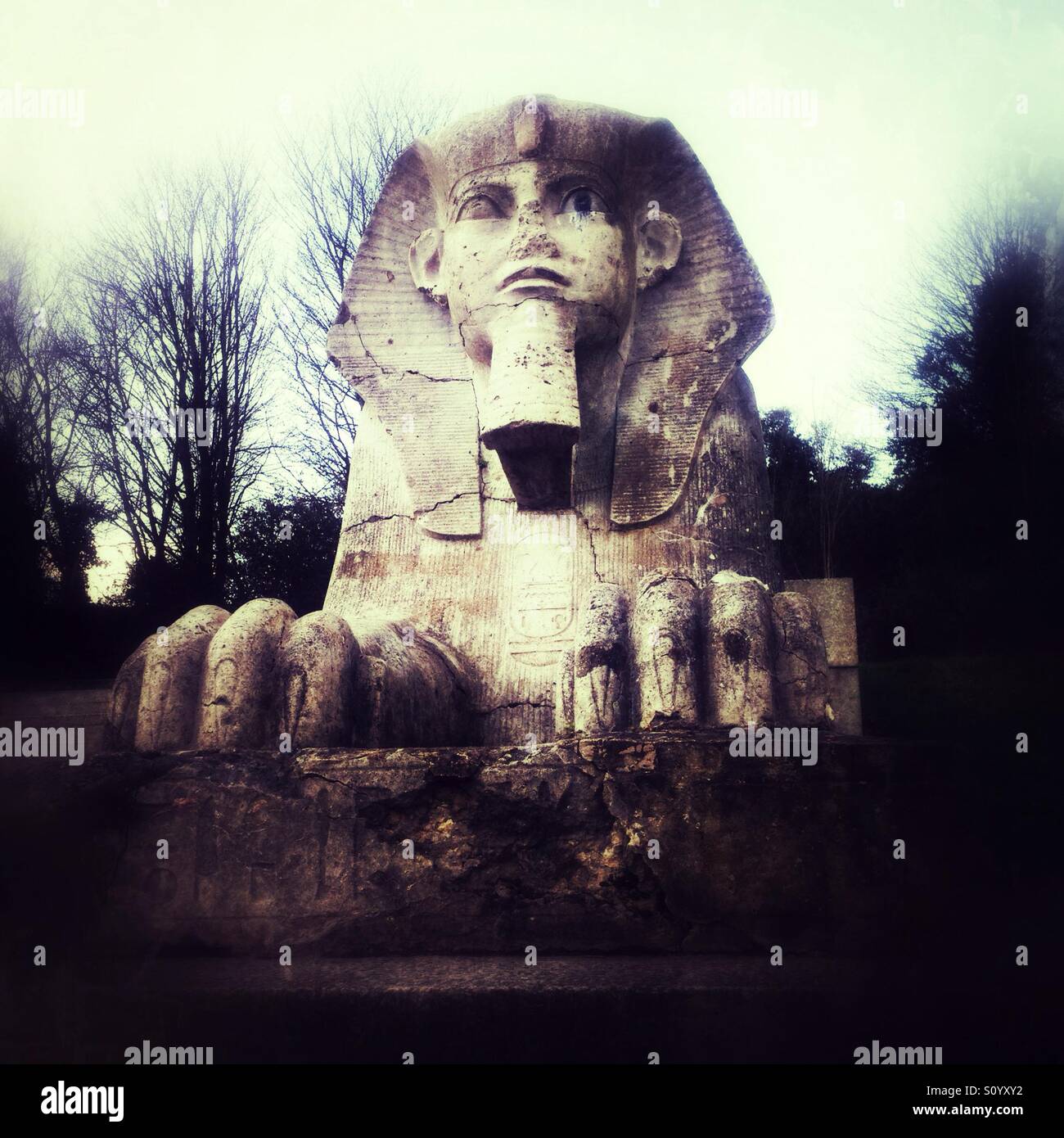 Statue of egyptian sphinx in crystal palace park london Stock Photo