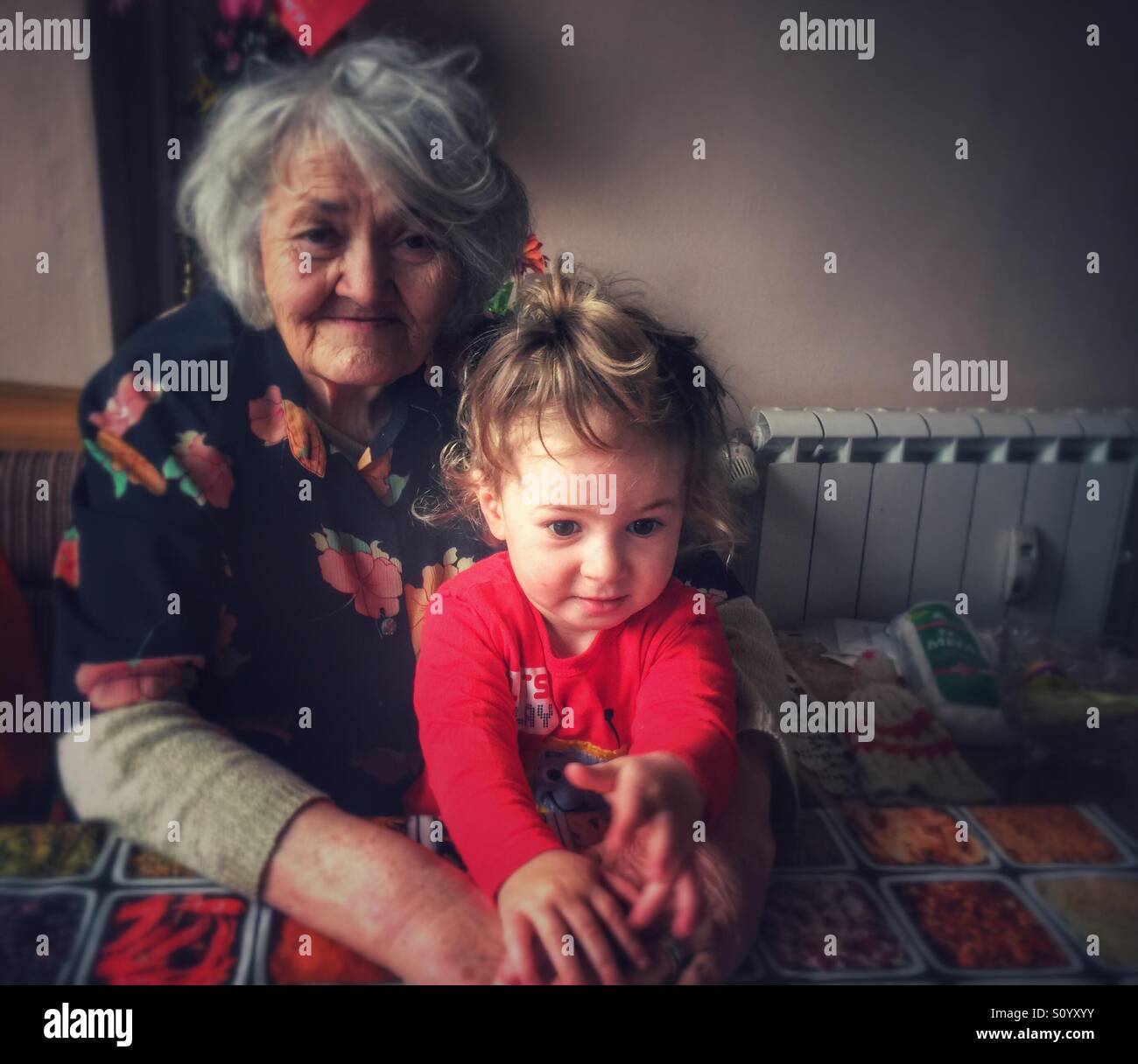 Grandmother and baby girl - Smartphone Captured Stock Image