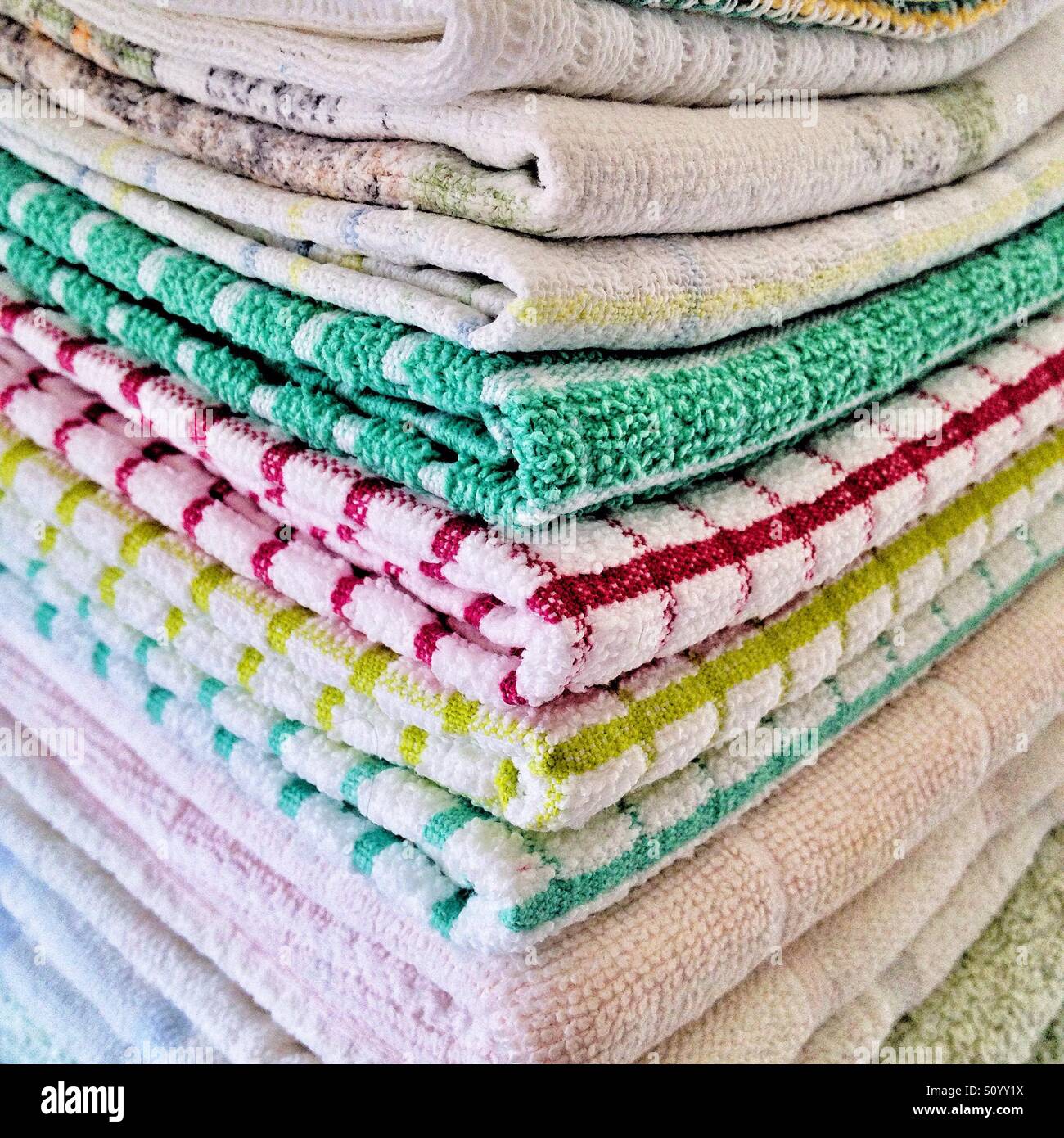 Stacked, clean towels Stock Photo Alamy