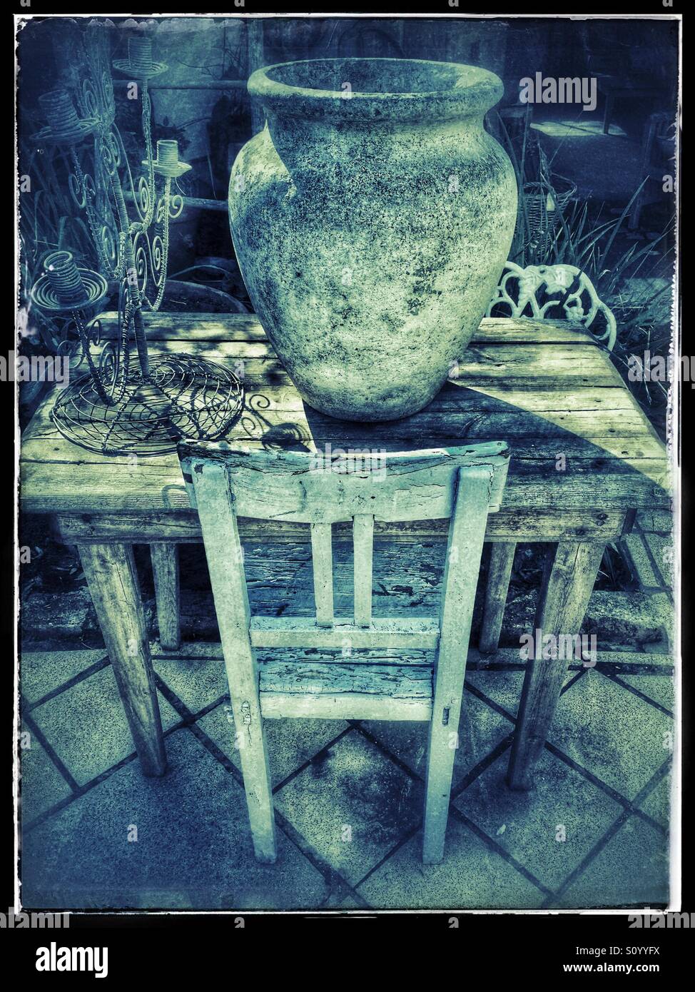 Still life with chair and pot. - Smartphone Captured Stock Image