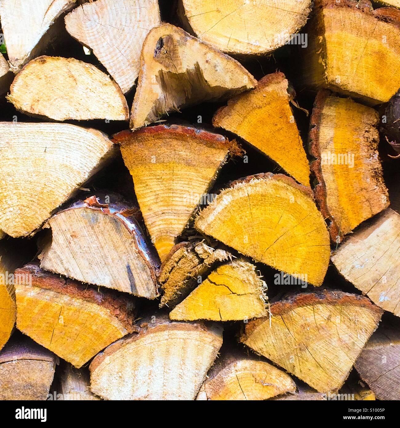 Pile of logs ready to be burnt on a fire - Smartphone Captured Stock Image