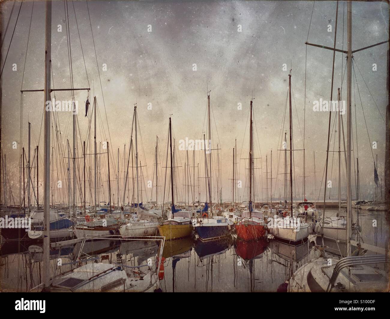 Sailboats in marina - Muggia, Italy - Smartphone Captured Stock Image