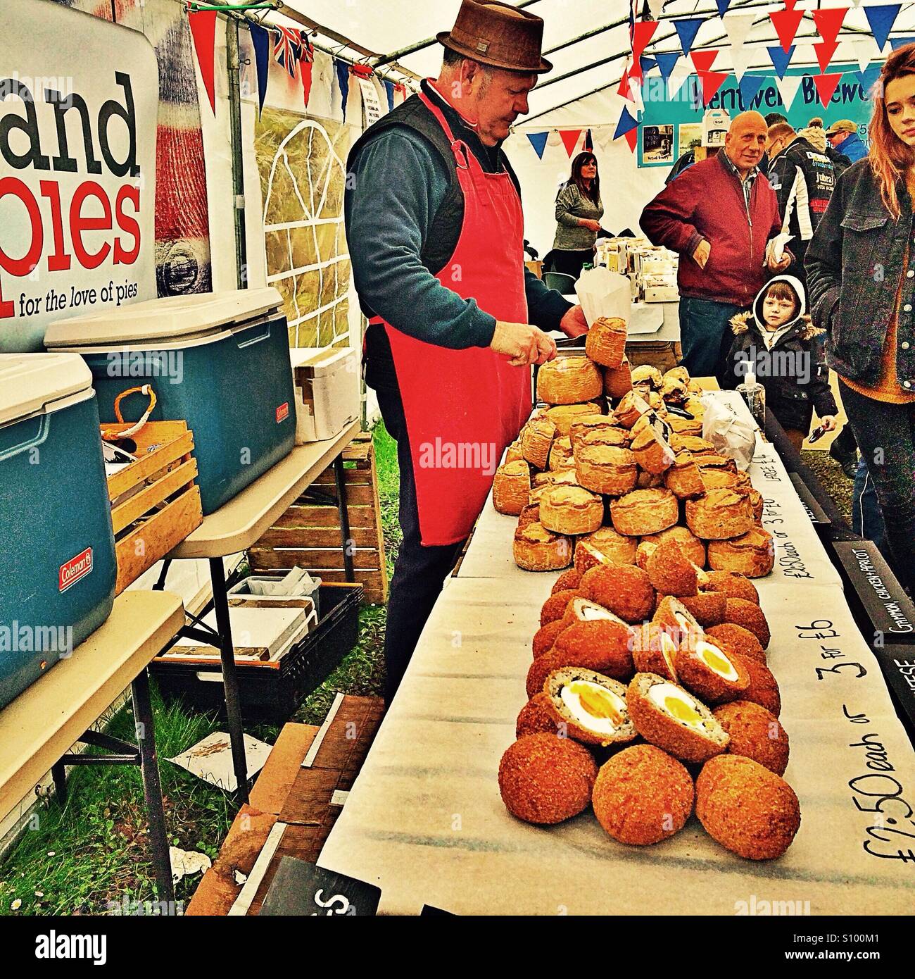 A pork feast at a farmers market - Smartphone Captured Stock Image