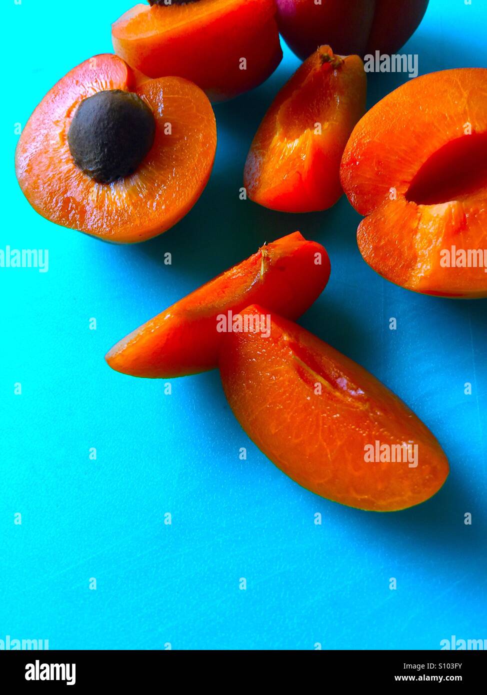 Fresh apricots with copy space - Smartphone Captured Stock Image