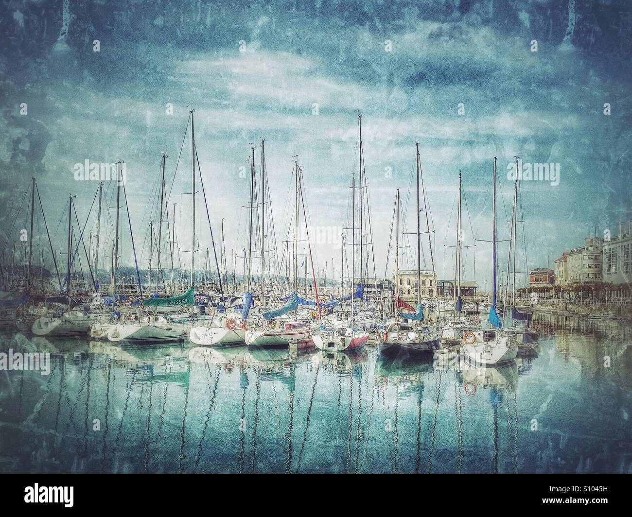 View of the harbor in Gijon, Asturias - Smartphone Captured Stock Image