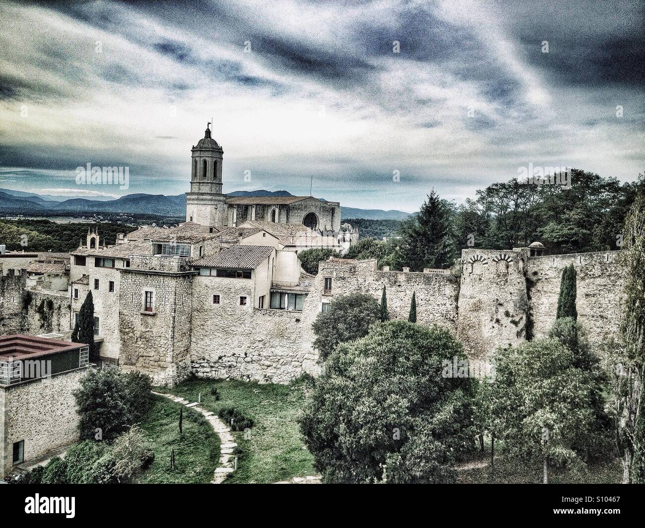 View of the city of Girona - Smartphone Captured Stock Image