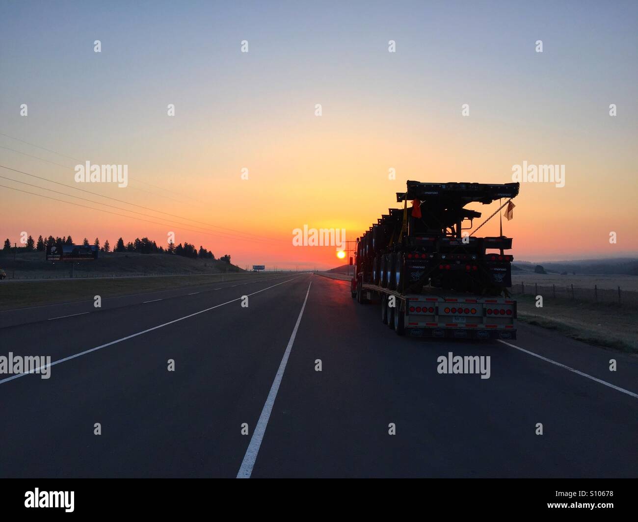 Sunrise on the highway - Smartphone Captured Stock Image