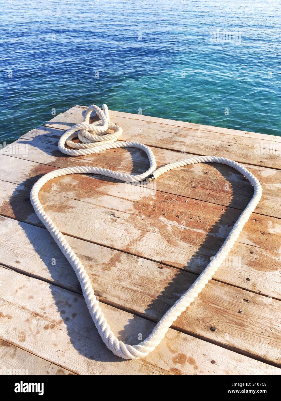 Heart shape on a jetty Stock Photo