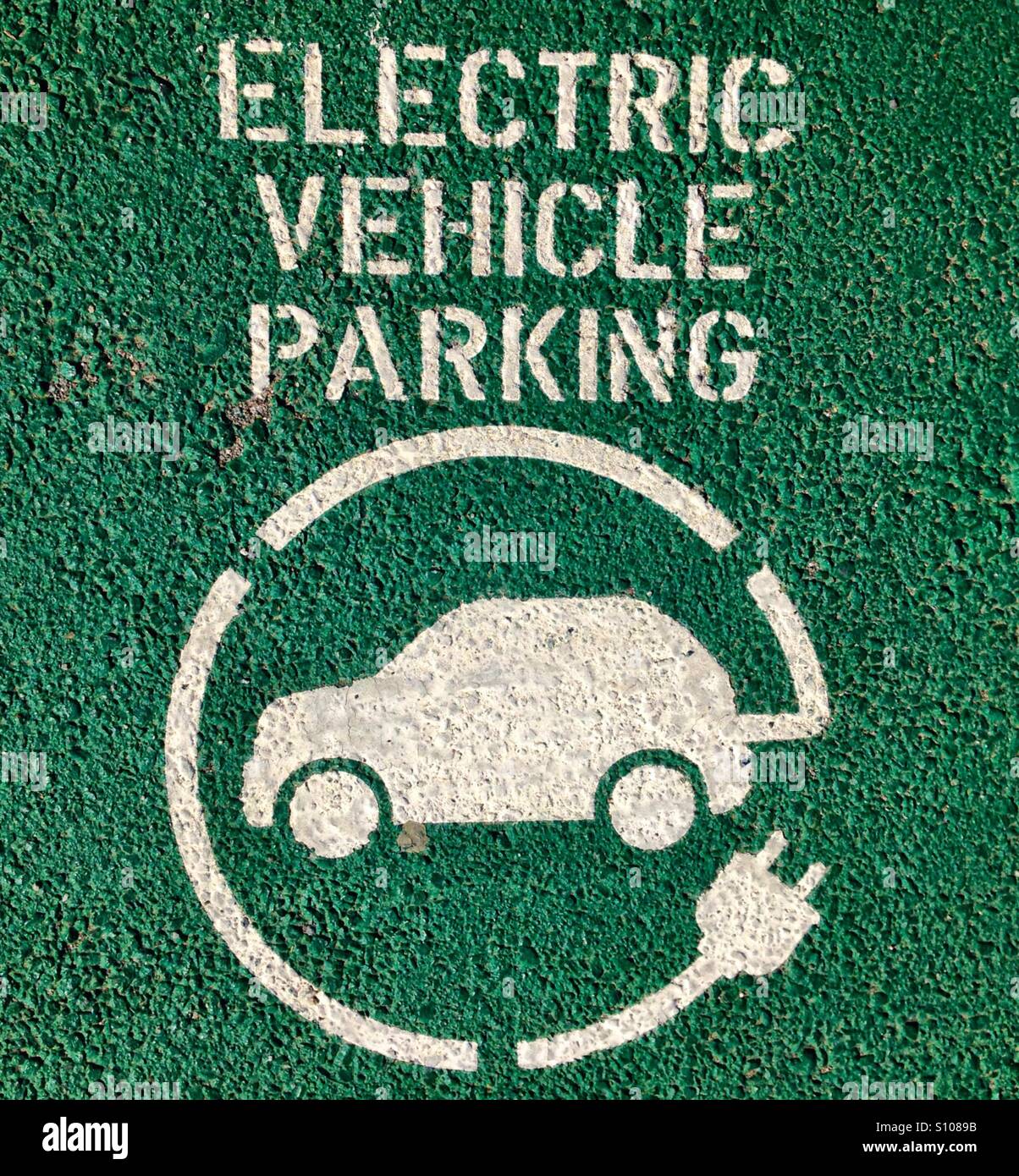 Street signage for electric vehicles Stock Photo