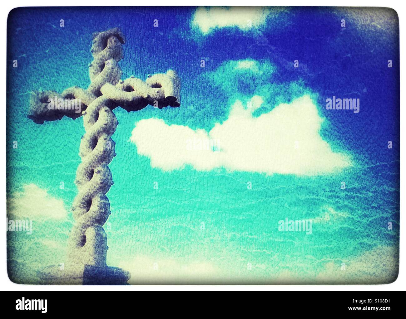 Twisted cross on a mountaintop Stock Photo Alamy