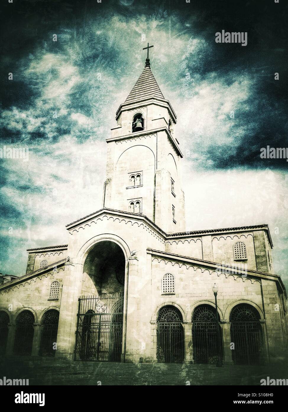 View of San Pedro church in Gijon, Asturias - Spain - Smartphone Captured Stock Image