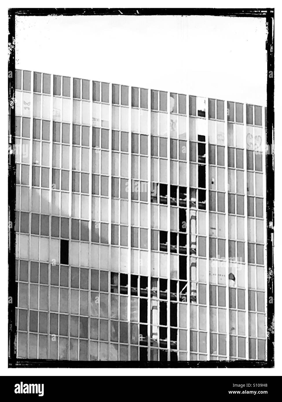 Destroyed office building. Abstract Stock Photo