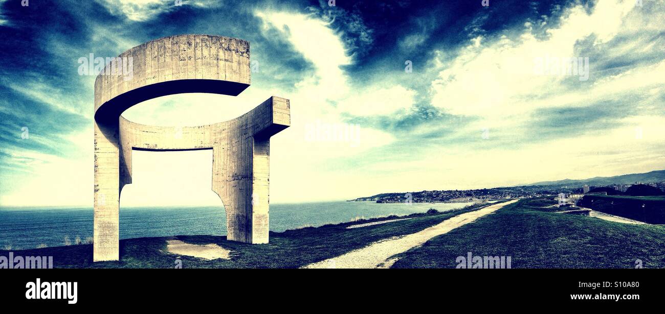 Eulogy of the Horizon in Gijon, Asturias - Spain - Smartphone Captured Stock Image