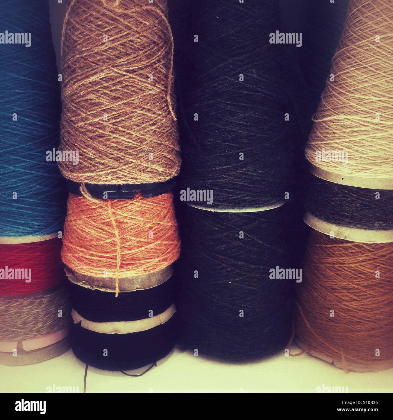 Spools of woollen yarns - Smartphone Captured Stock Image