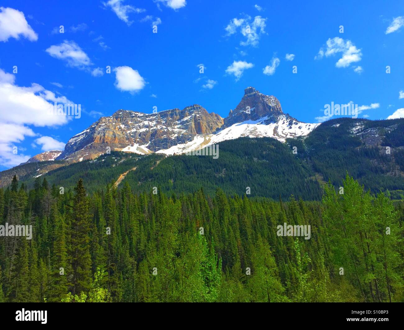 Cathedral Mountain and Cathedral Craigs Stock Photo