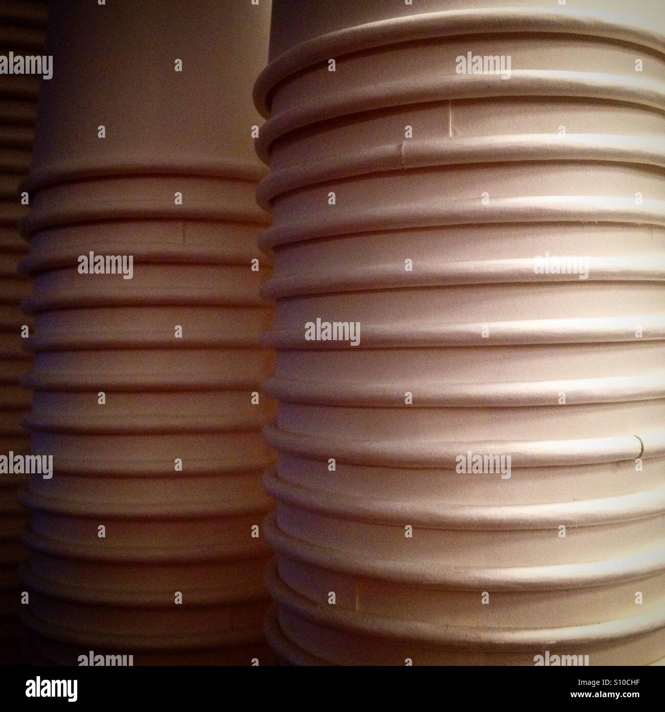 Paper coffee cups at a cafe in Berkeley, California. - Smartphone Captured Stock Image