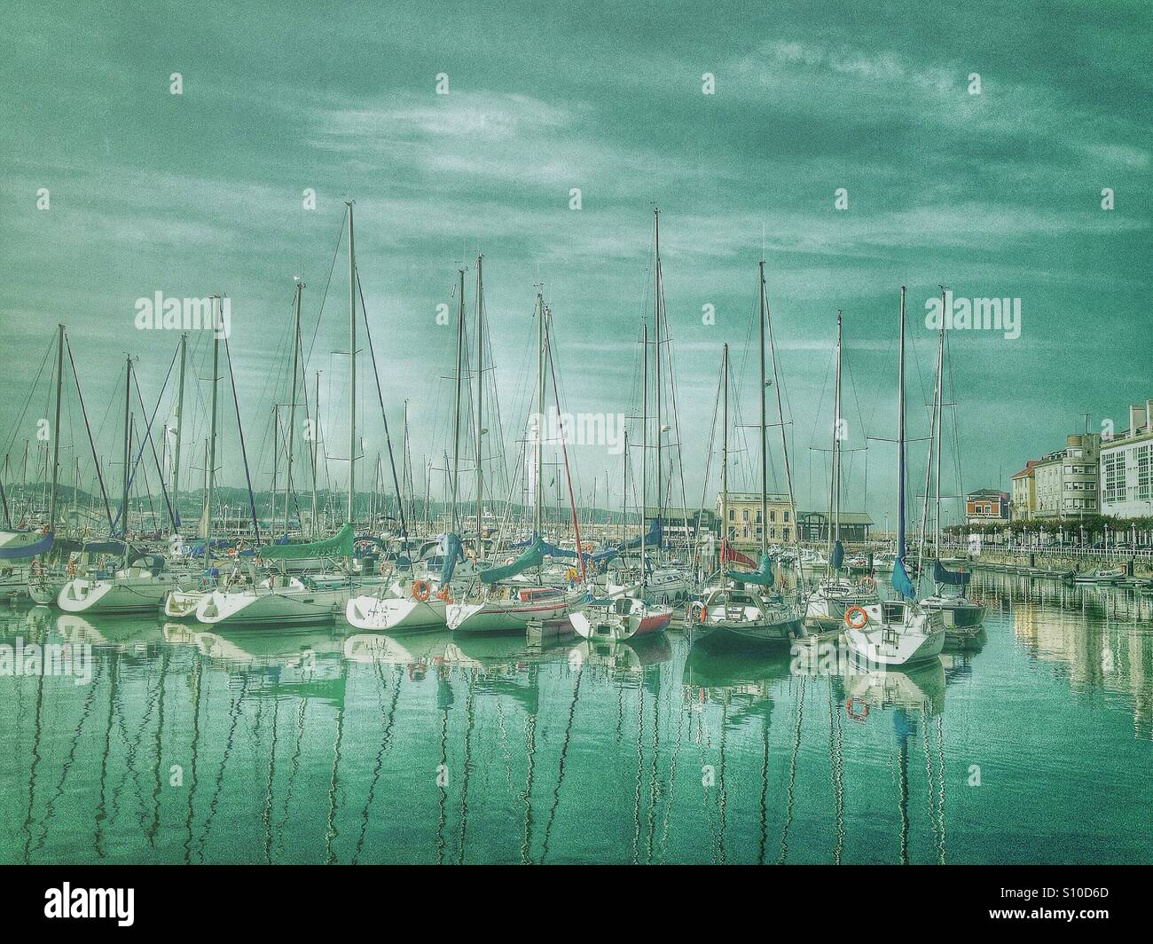 View of the harbor in Gijon, Asturias - Spain - Smartphone Captured Stock Image