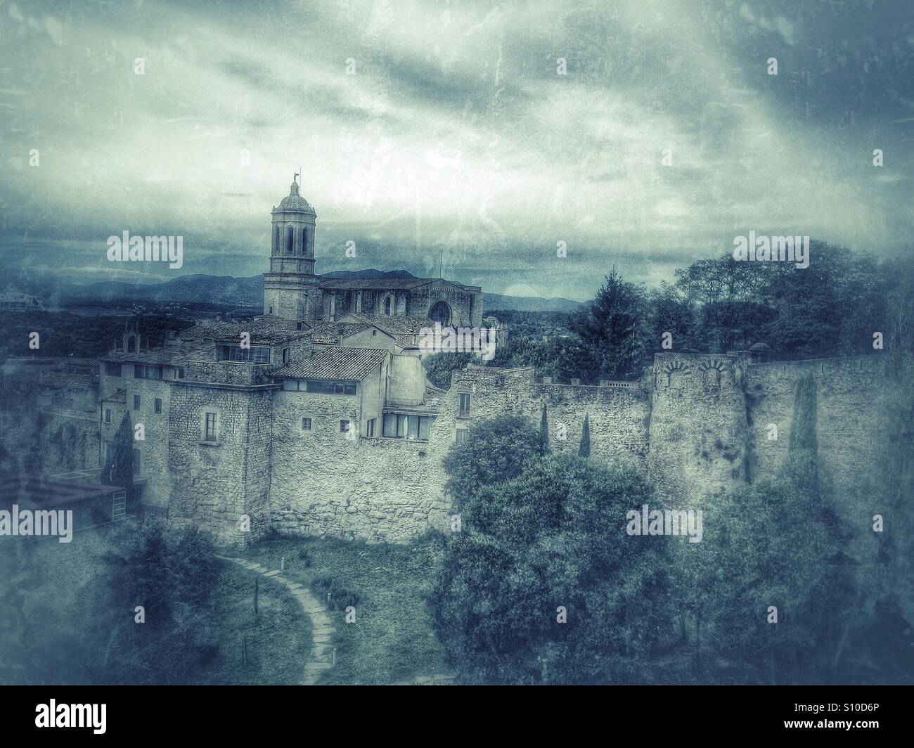 View of the city of Girona - Smartphone Captured Stock Image