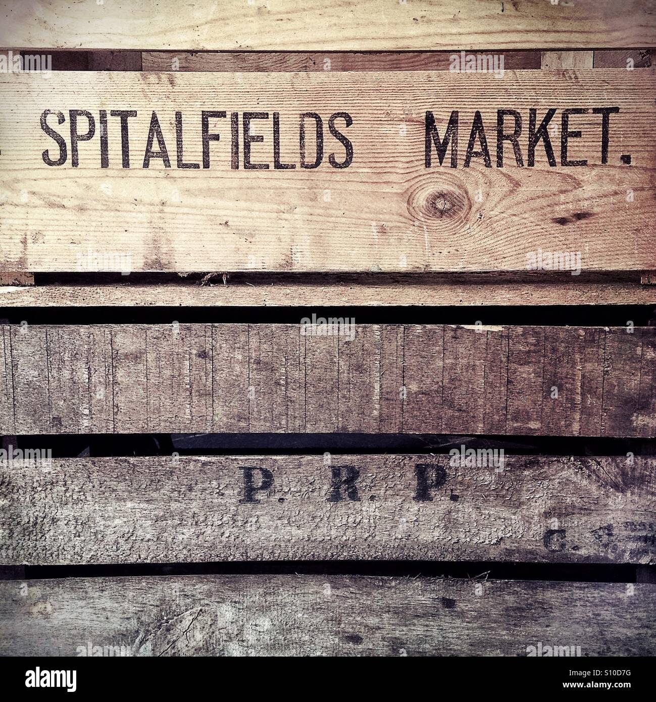 Wooden crates at spitalfields market london Stock Photo Alamy