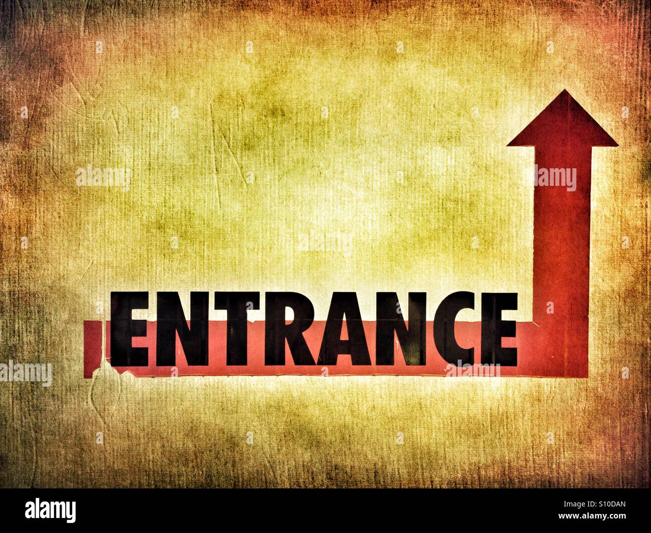 Entrance sign on a grungy background Stock Photo