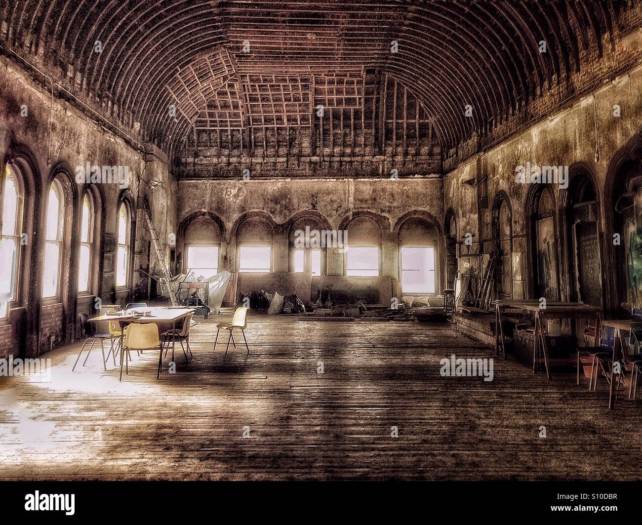 Disused waiting room at Peckham Rye station. - Smartphone Captured Stock Image