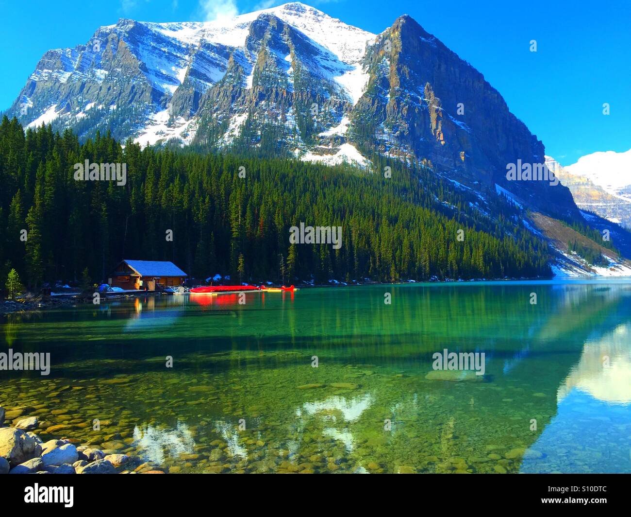 Boat house at Lake Louise, Alberta Banff National Park Stock Photo Alamy
