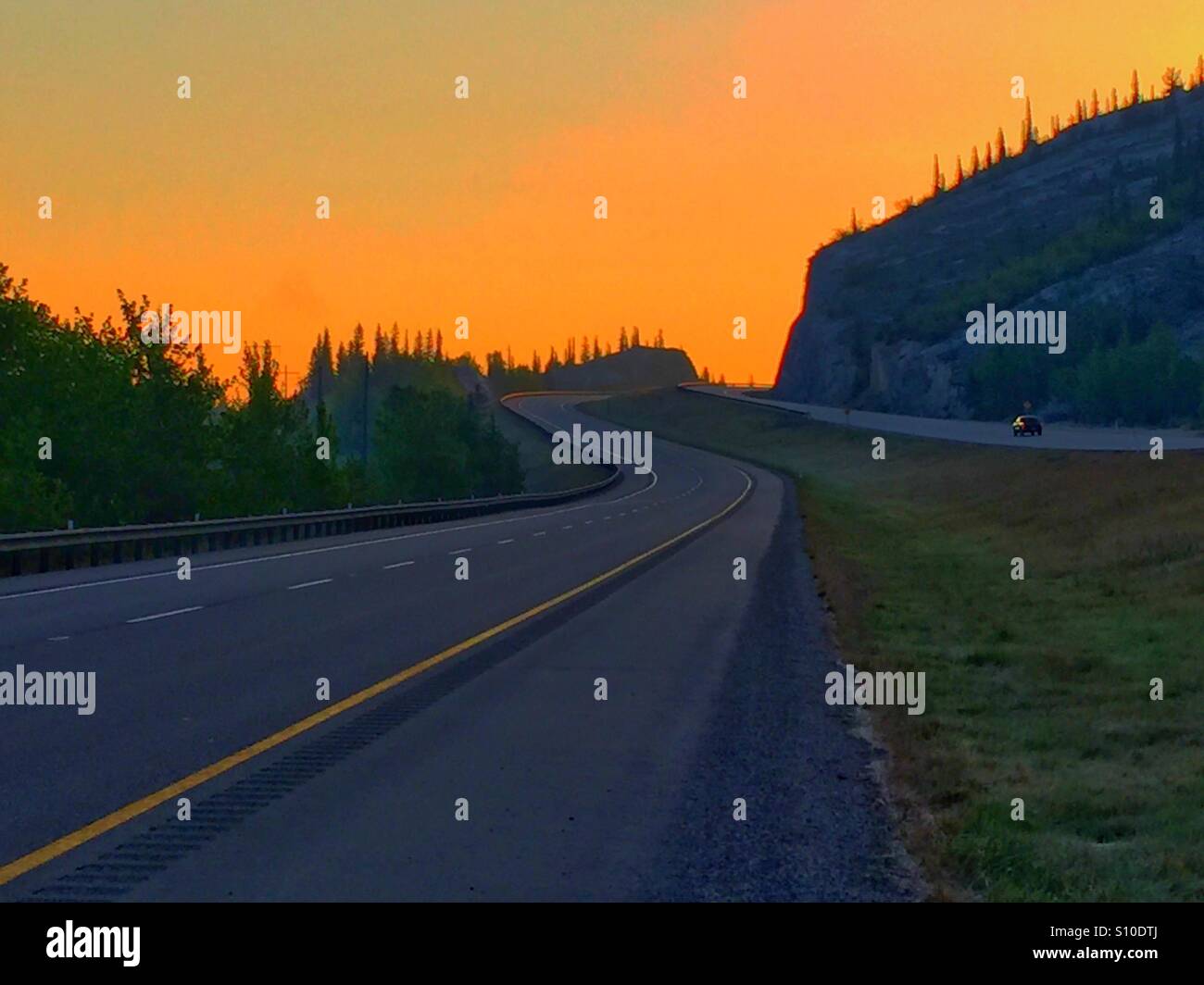 Sunrise on the TransCanada Highway - Smartphone Captured Stock Image