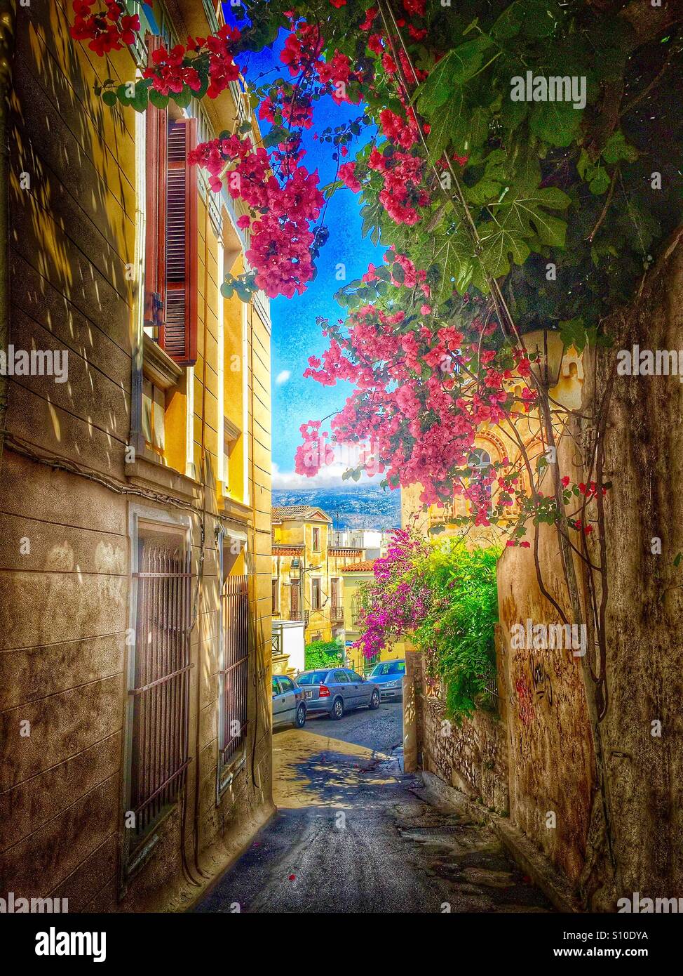 Narrow streets of Plaka, Athens, Greece Stock Photo