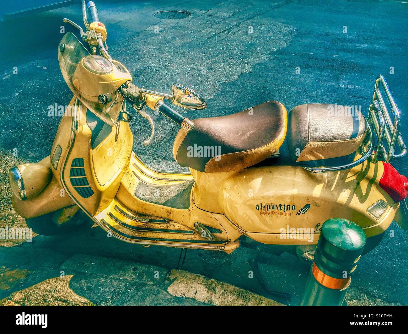 Vespa on the street of Athens Stock Photo