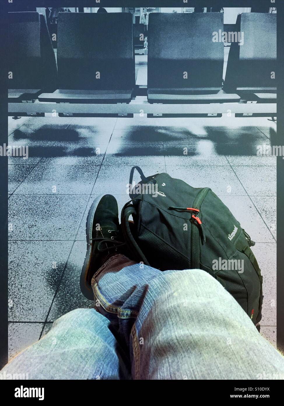 Waiting for a plane or train - Smartphone Captured Stock Image