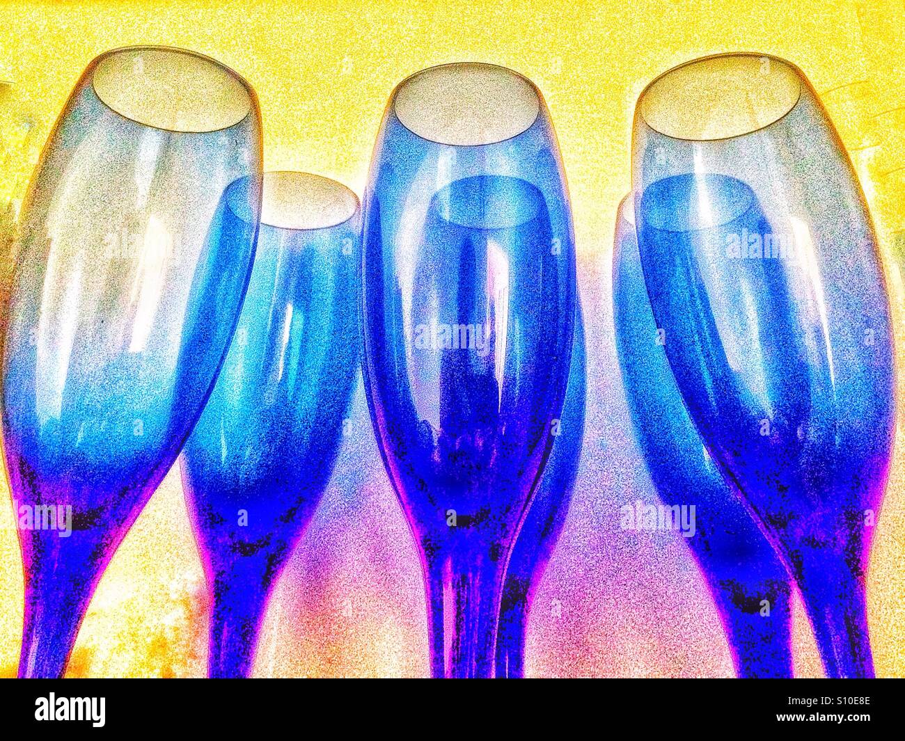 Blue wine glasses Stock Photo Alamy