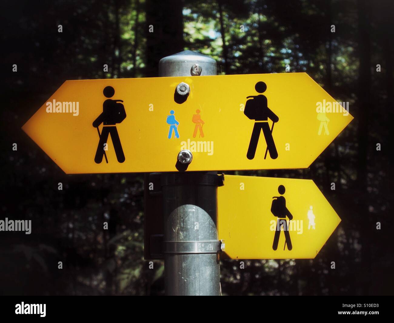 Signs for hikers in Switzerland - Smartphone Captured Stock Image