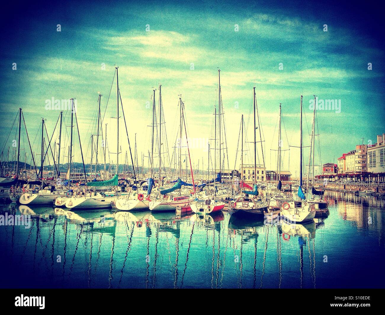 View of the harbor in Gijon, Asturias - Smartphone Captured Stock Image