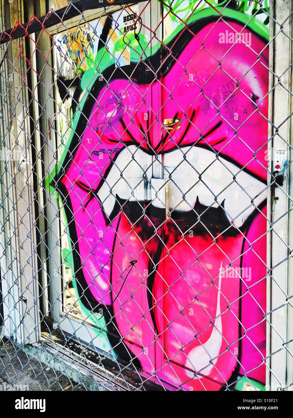 Lips, teeth and tongue graffiti - Smartphone Captured Stock Image