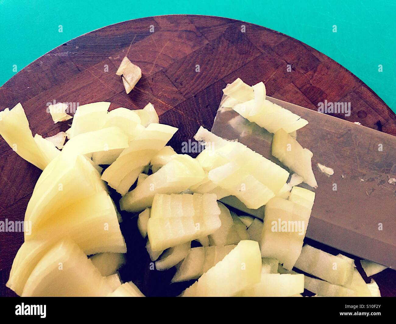 Cutting up onion - Smartphone Captured Stock Image