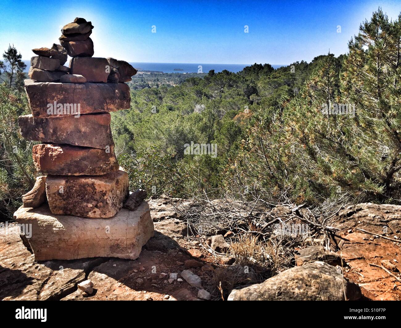 Stone formation with a view Stock Photo