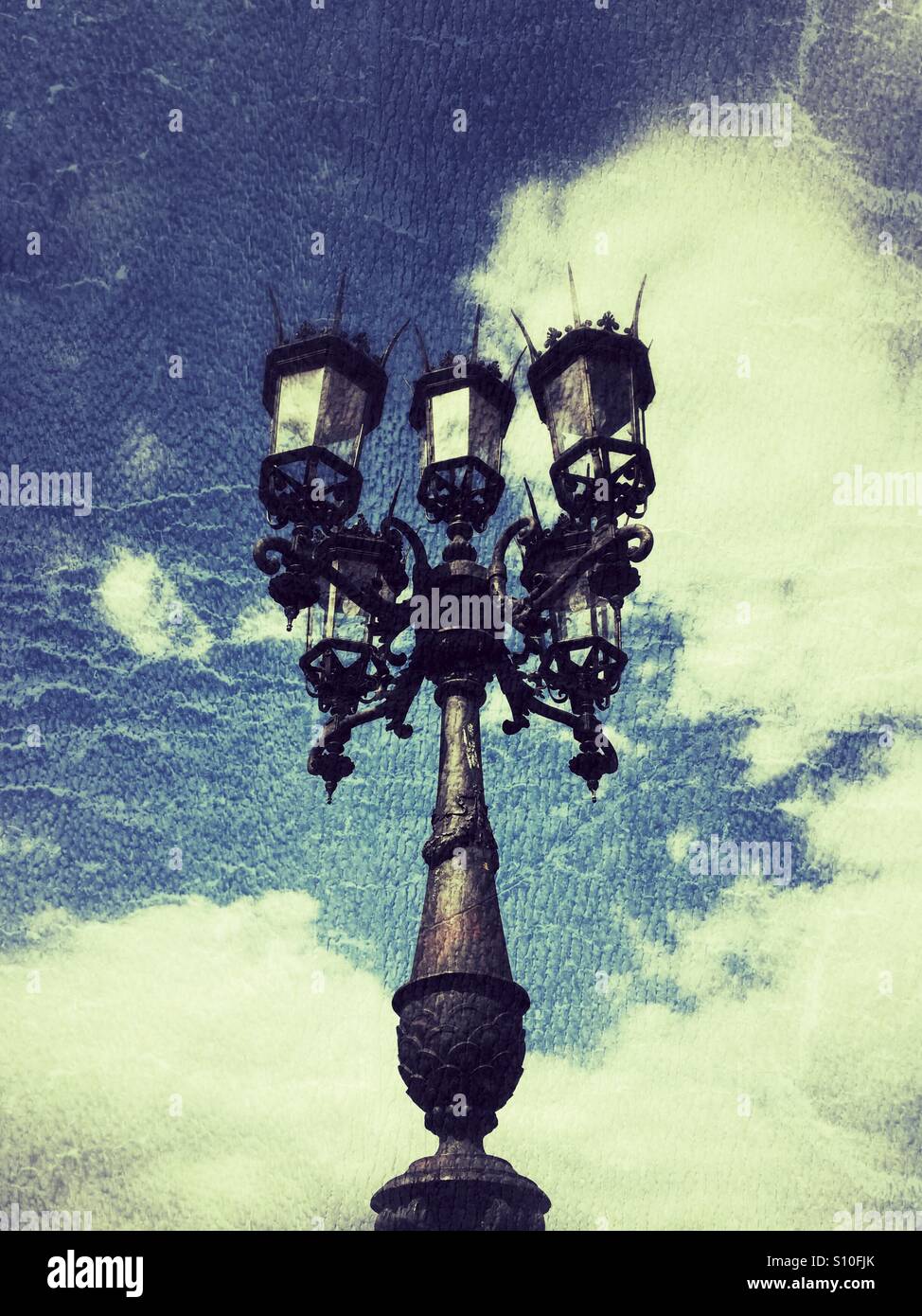 Vintage street lights in Altstadt Centre- Dresden Germany - Smartphone Captured Stock Image