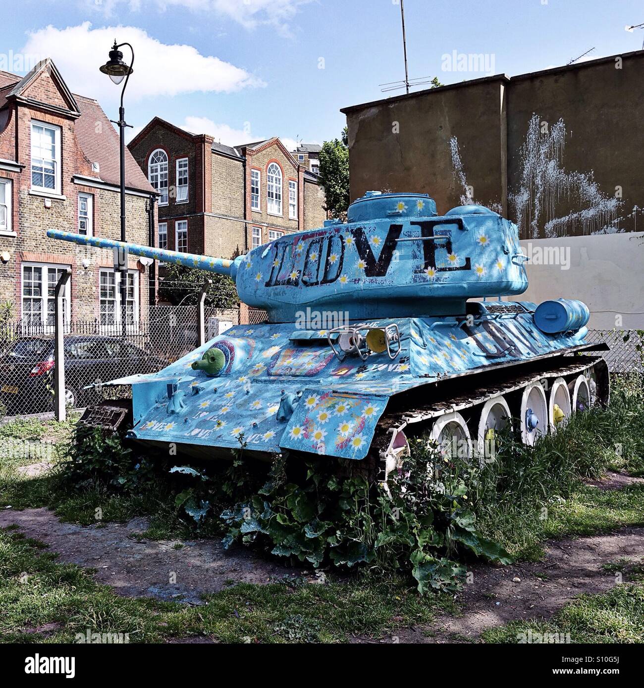 Russian tank in old kent road south east london Stock Photo