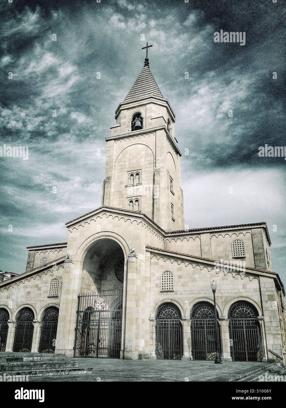 View of San Pedro church in Gijon, Asturias - Spain - Smartphone Captured Stock Image