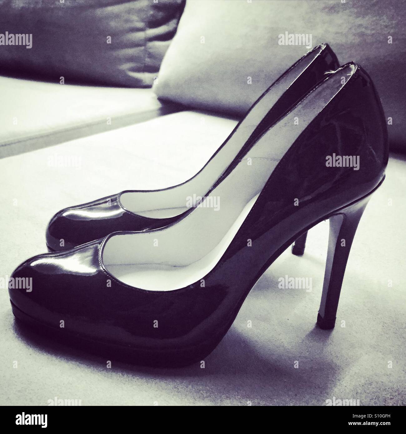 Black high heel stiletto shoes Stock Photo