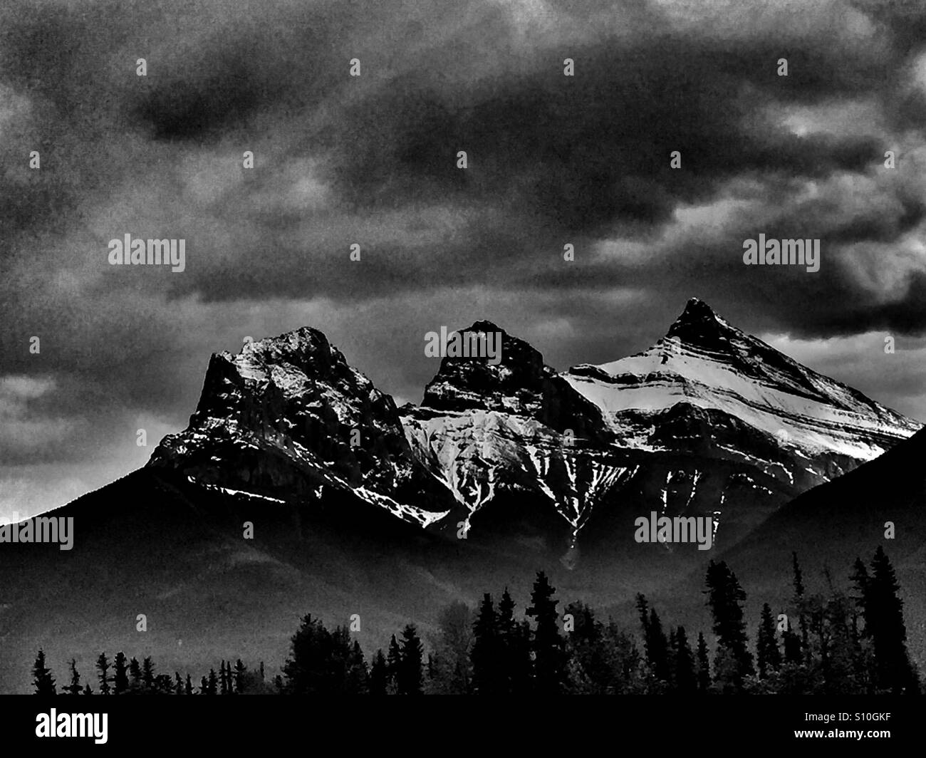 Three Sisters in Banff National Park - Smartphone Captured Stock Image