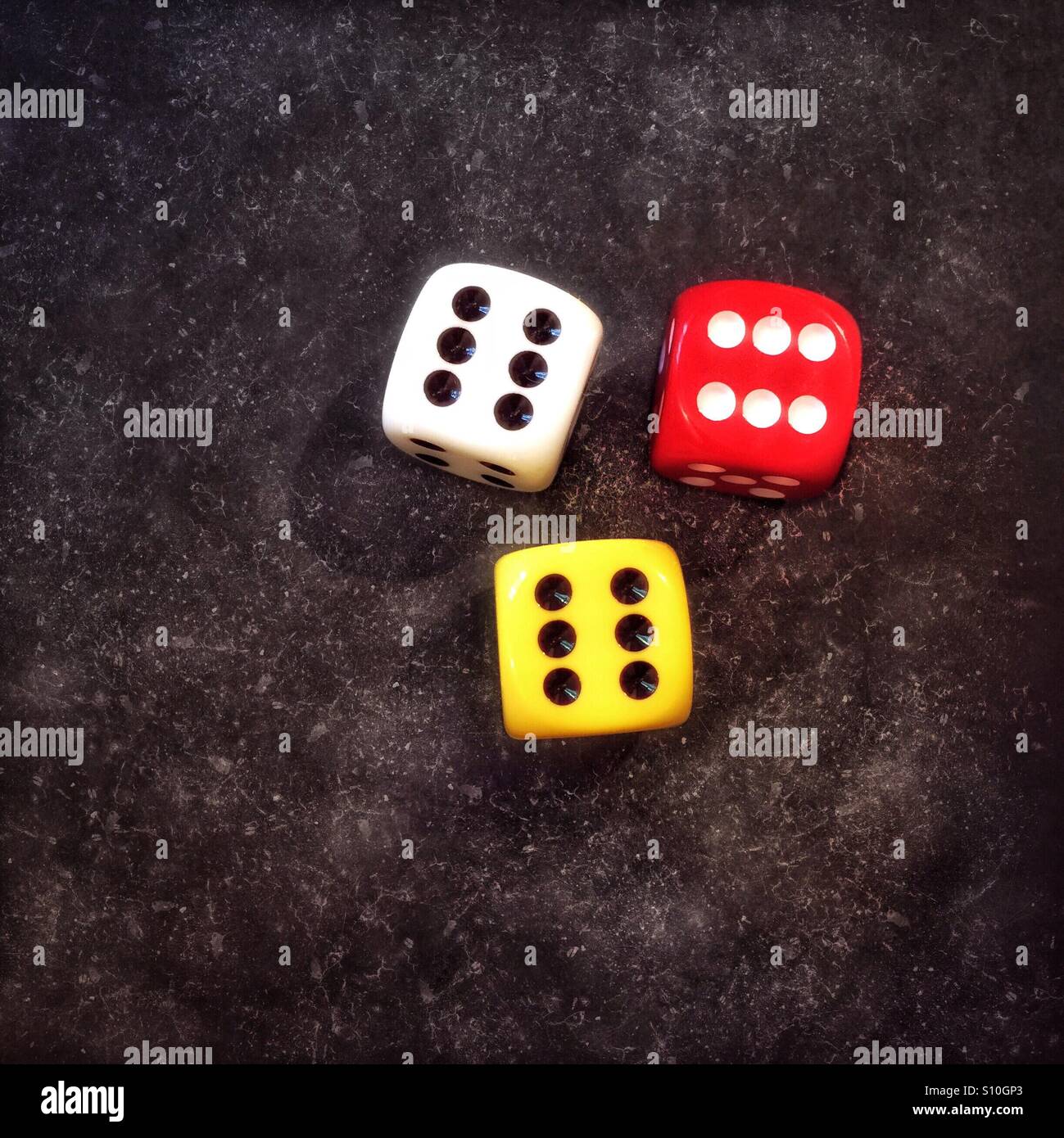 Three lucky dices - Smartphone Captured Stock Image