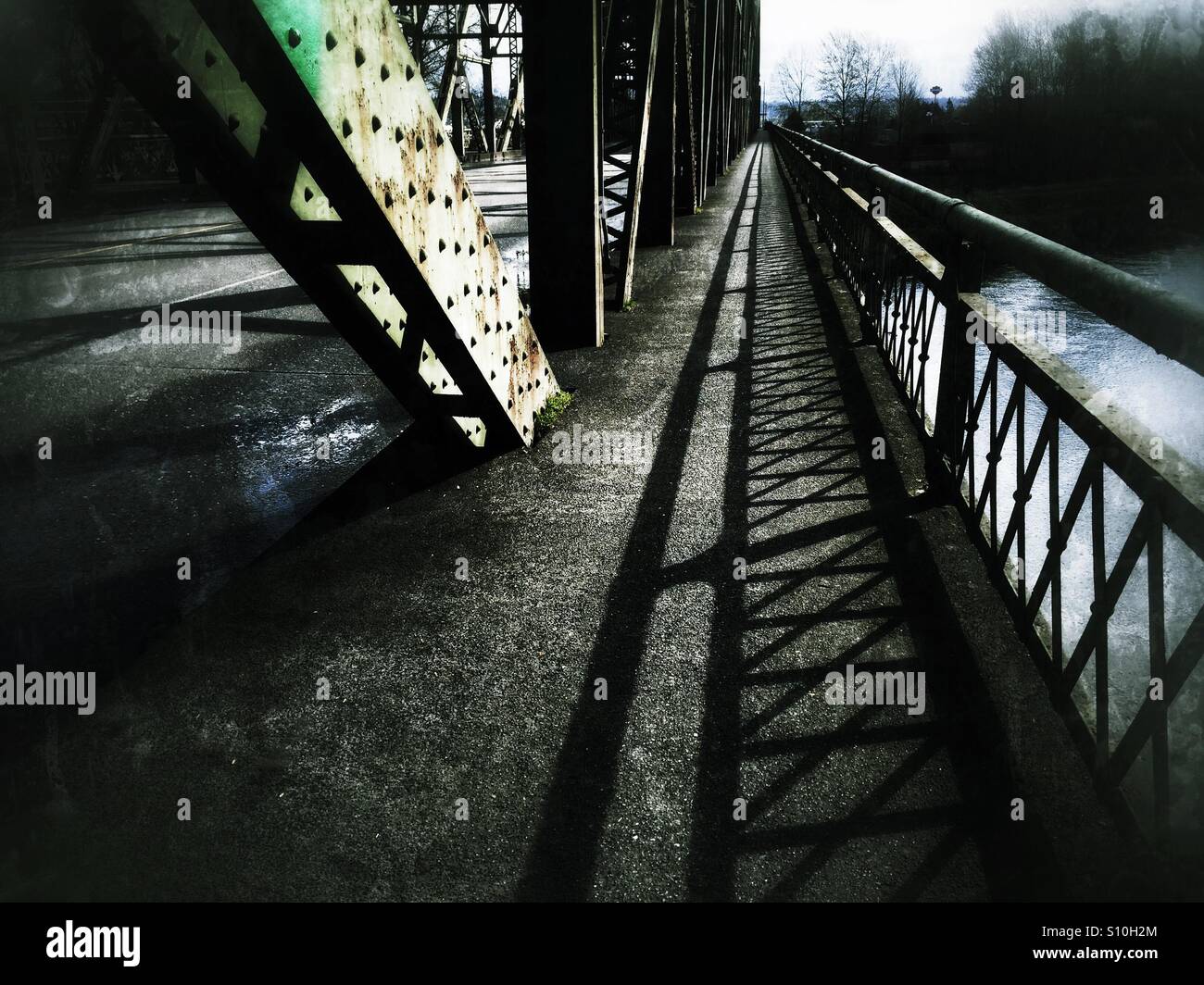 Bridge across Puallup river in Washington state - Smartphone Captured Stock Image