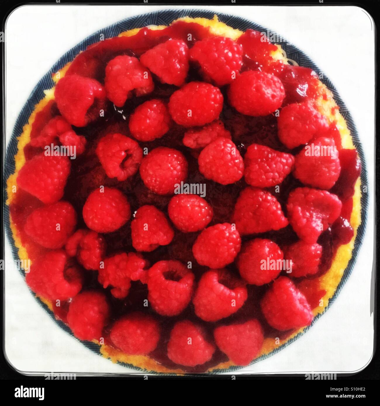 Raspberry cake, top view Stock Photo