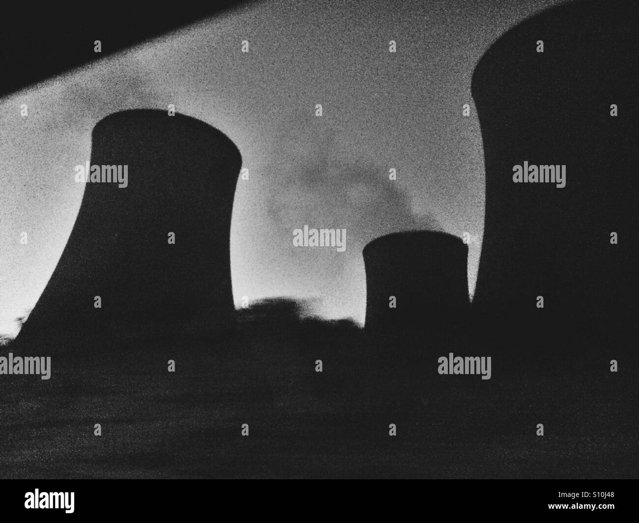 Power station cooling towers silhouette - Smartphone Captured Stock Image