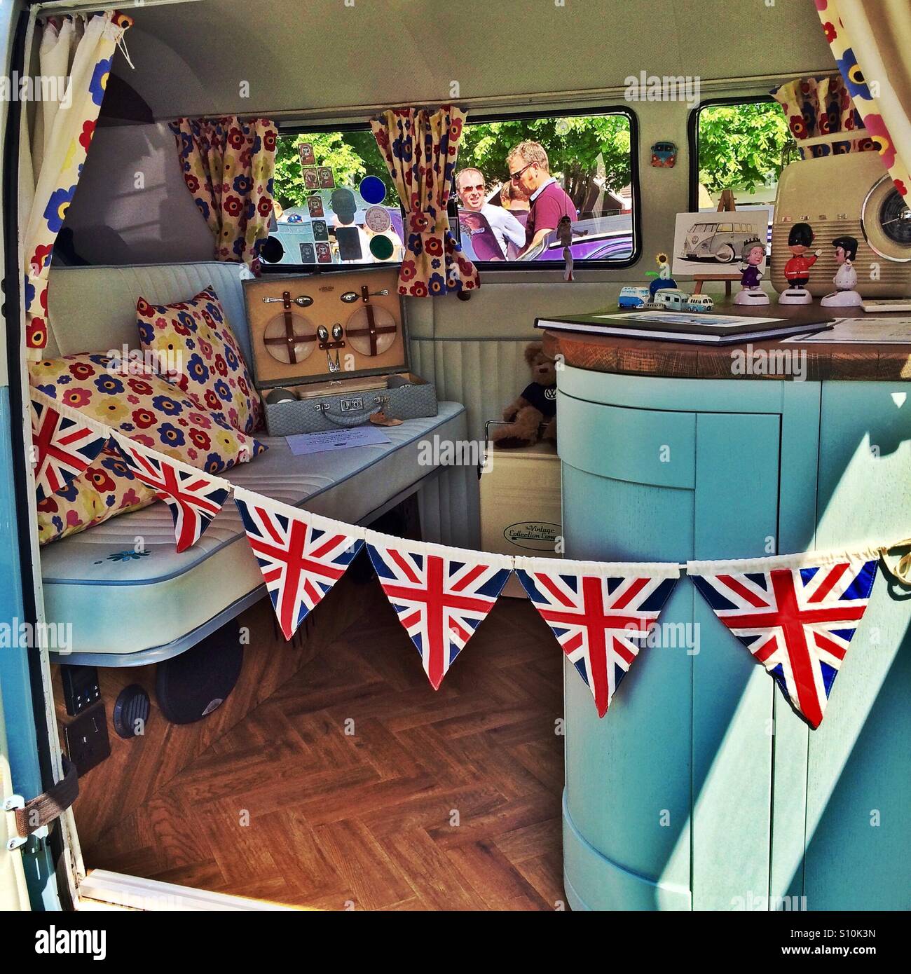 Camper interior at an English car show Stock Photo