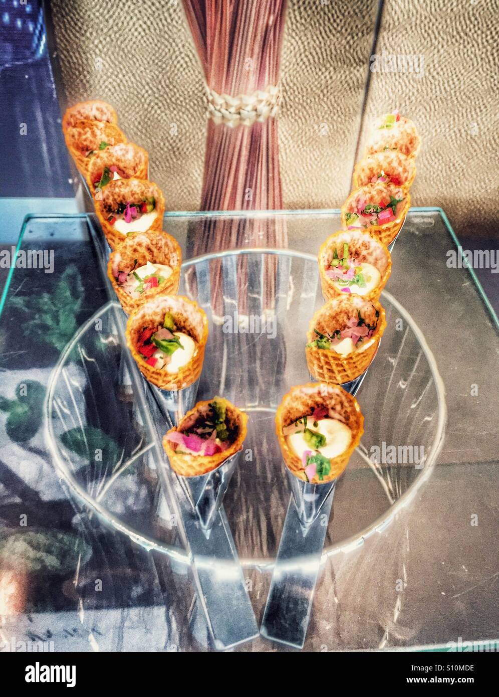 Cornet with hummus appetiser Stock Photo