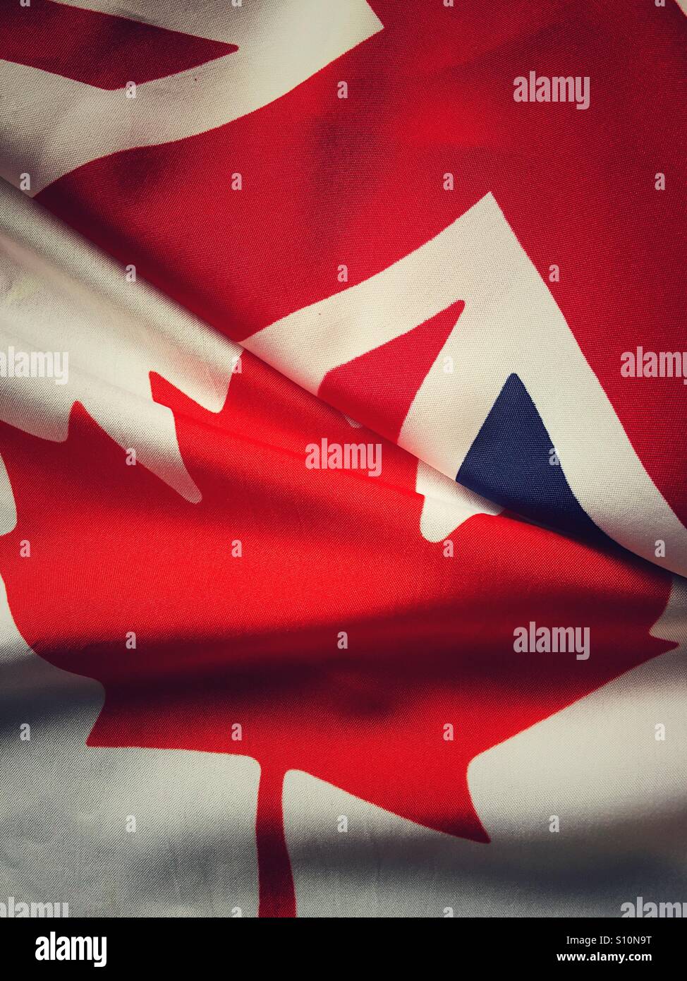 British and Canadian flags closeup - Smartphone Captured Stock Image